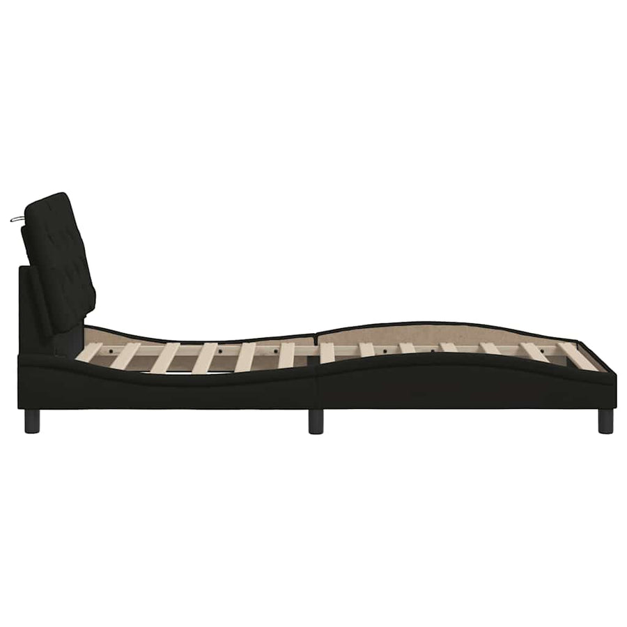 Bedframe met LED zonder matras 90x200 cm stof zwart