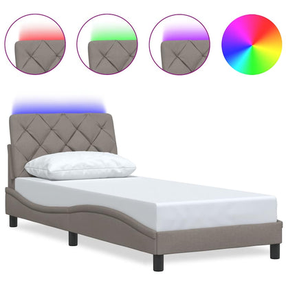 Bedframe met LED zonder matras 90x200 cm stof taupe