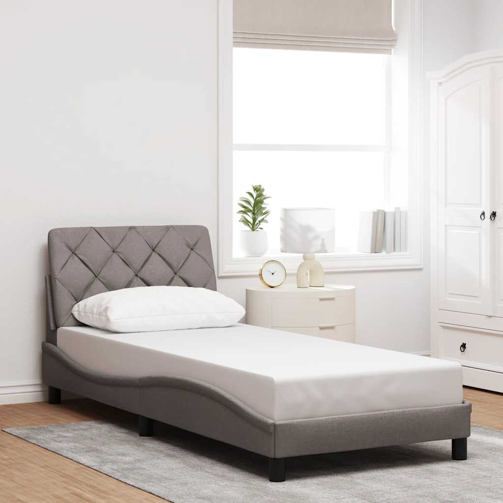 Bedframe met LED zonder matras 90x200 cm stof taupe