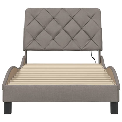Bedframe met LED zonder matras 90x200 cm stof taupe