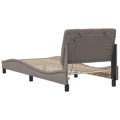 Bedframe met LED zonder matras 90x200 cm stof taupe