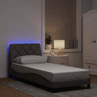 Bed frame with LED without mattress 90x200 cm fabric taupe