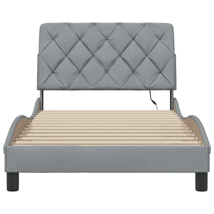 Bedframe met LED zonder matras stof 100x200 cm lichtgrijs