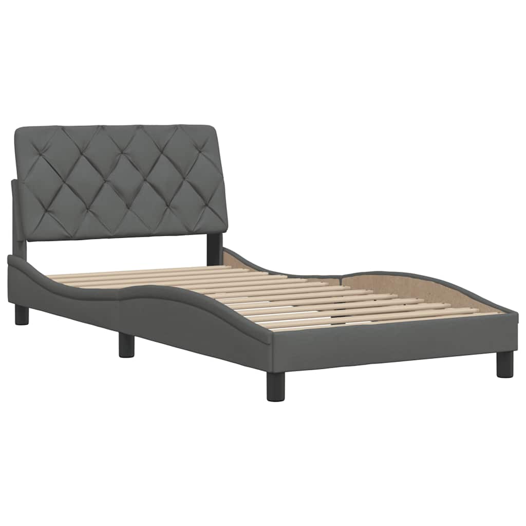 Bedframe met LED zonder matras 100x200 cm stof donkergrijs