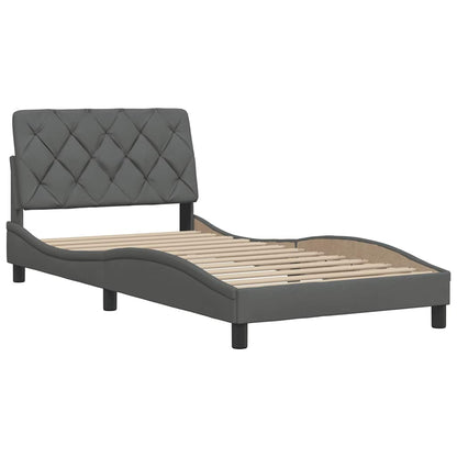 Bedframe met LED zonder matras 100x200 cm stof donkergrijs