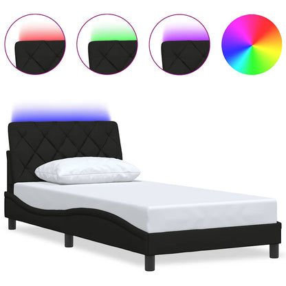 Bedframe met LED zonder matras 100x200 cm stof zwart