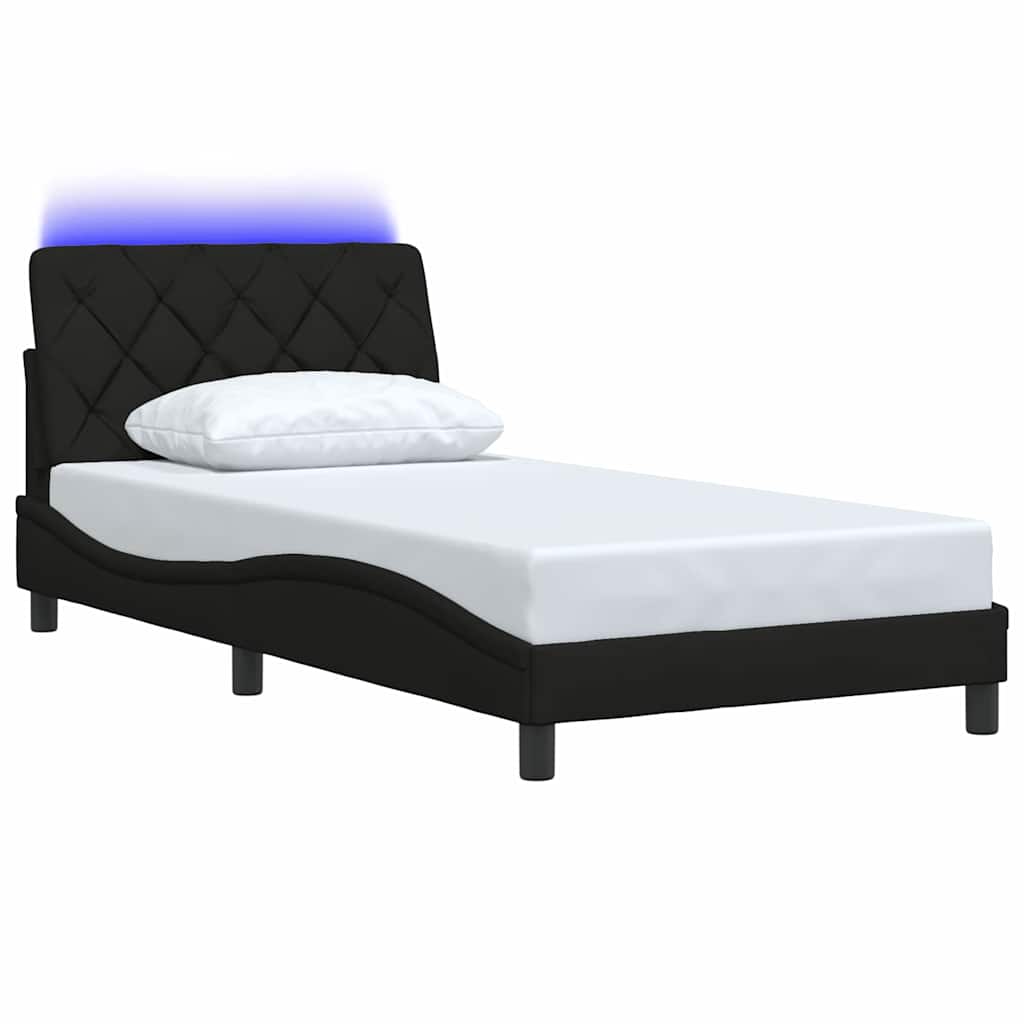 Bedframe met LED zonder matras 100x200 cm stof zwart