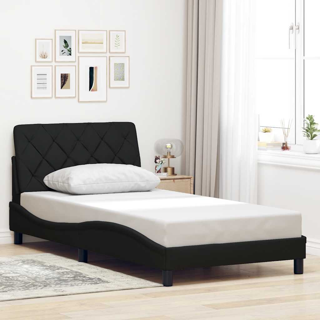 Bedframe met LED zonder matras 100x200 cm stof zwart