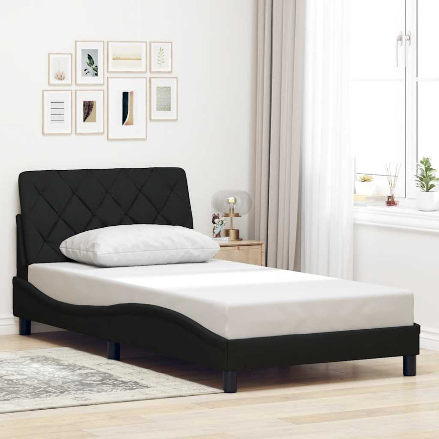 Bedframe met LED zonder matras 100x200 cm stof zwart