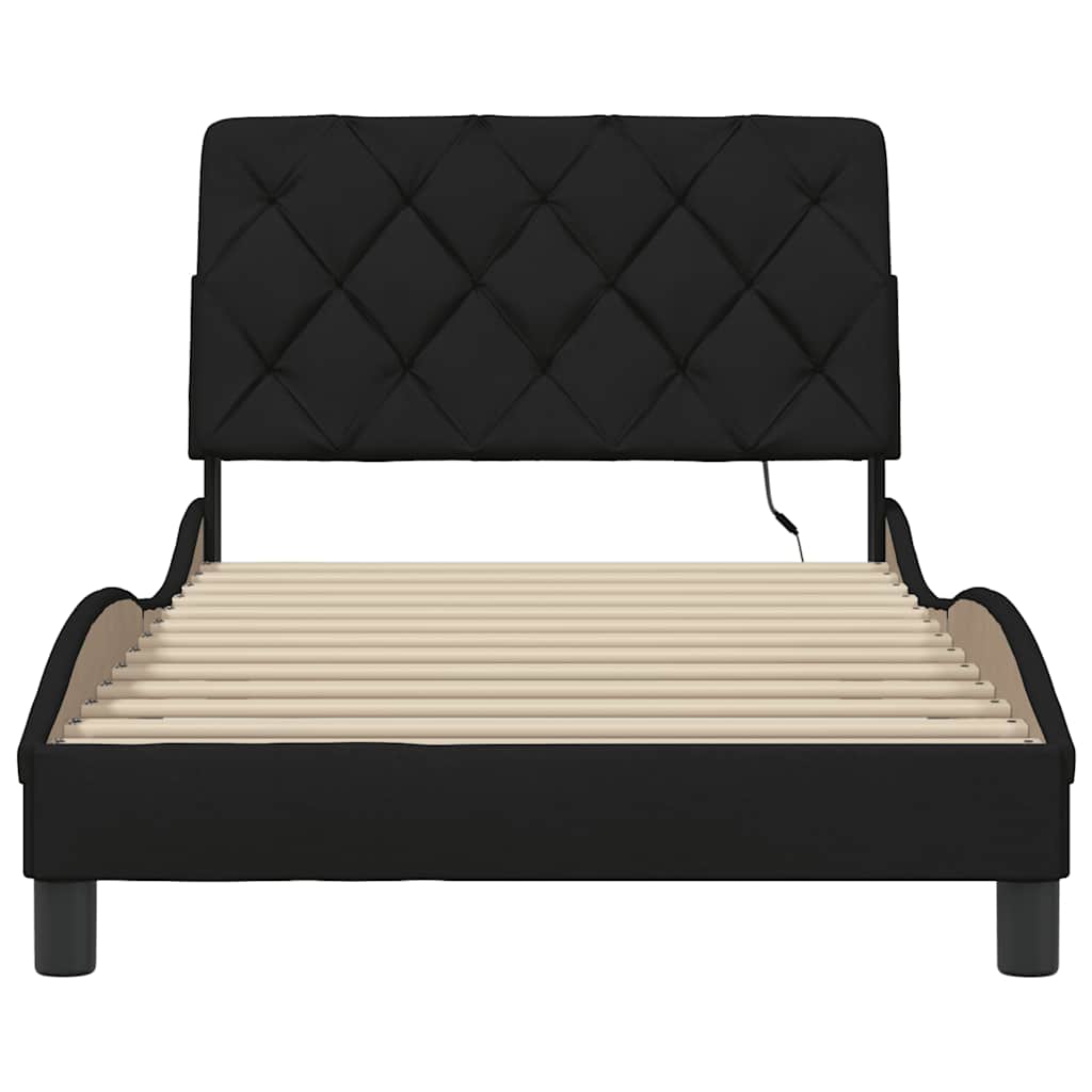 Bedframe met LED zonder matras 100x200 cm stof zwart