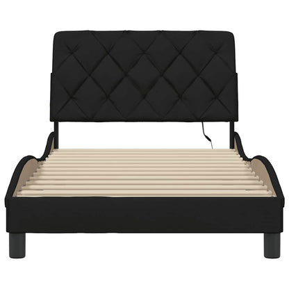 Bedframe met LED zonder matras 100x200 cm stof zwart