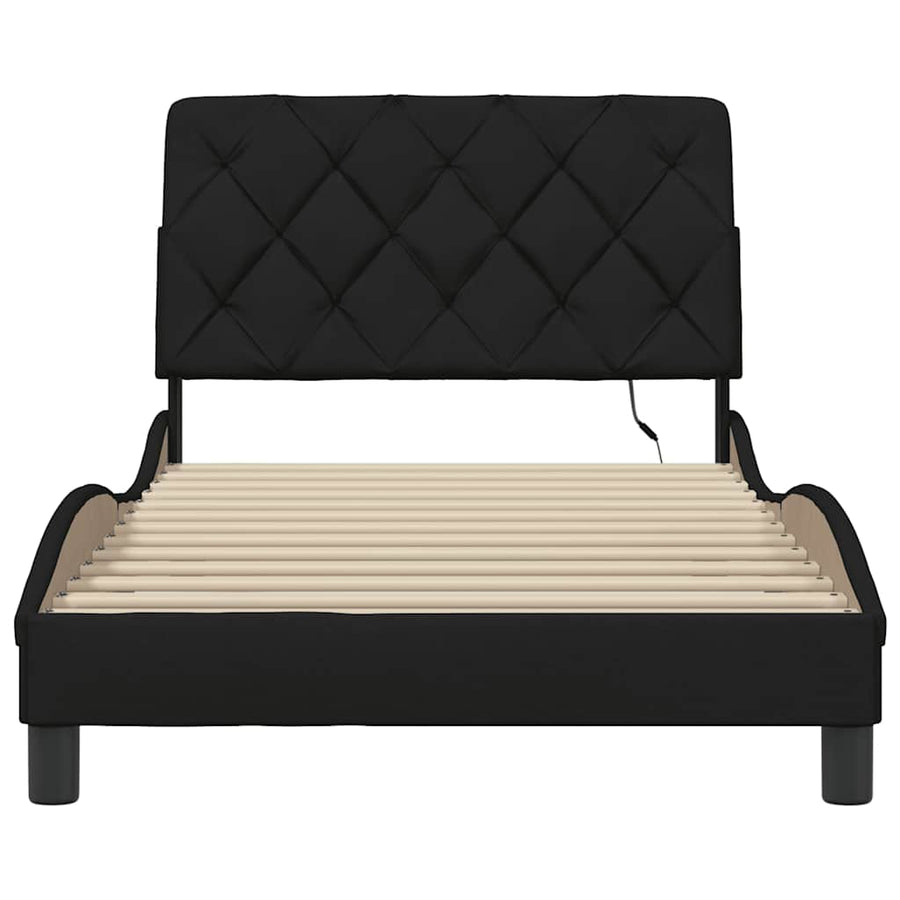 Bedframe met LED zonder matras 100x200 cm stof zwart
