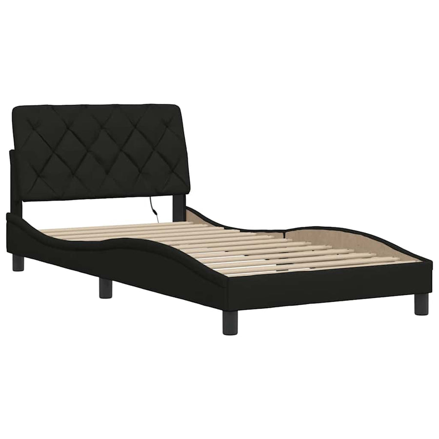 Bedframe met LED zonder matras 100x200 cm stof zwart