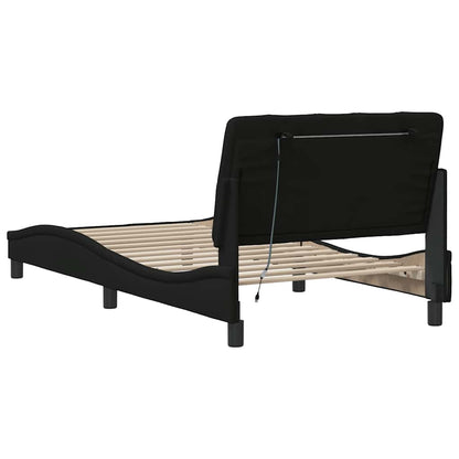 Bedframe met LED zonder matras 100x200 cm stof zwart