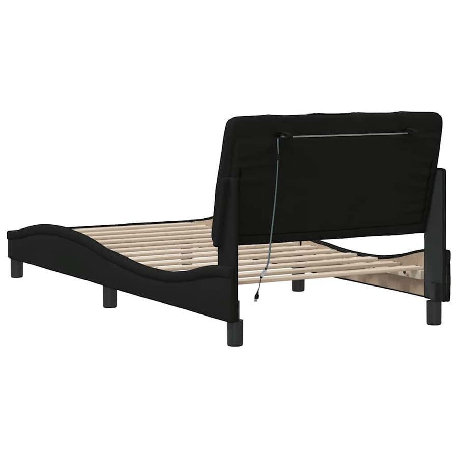 Bedframe met LED zonder matras 100x200 cm stof zwart