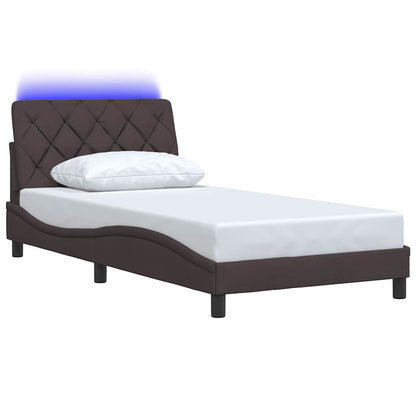 Bedframe met LED zonder matras 100x200 cm stof donkerbruin