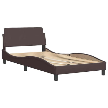 Bedframe met LED zonder matras 100x200 cm stof donkerbruin