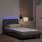 Bedframe 100x200 cm stof taupe met LED