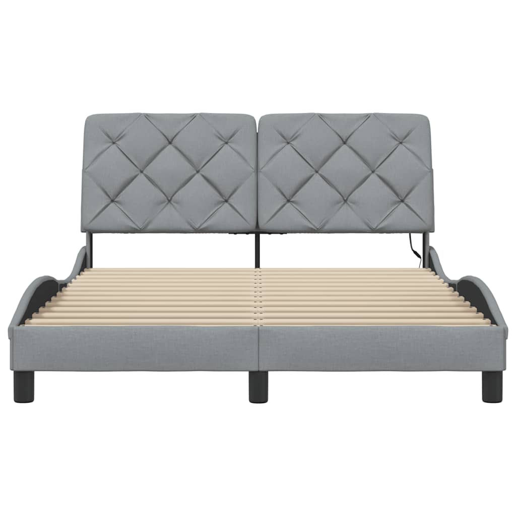 Bedframe met LED zonder matras 120x200 cm stof lichtgrijs