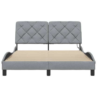 Bedframe met LED zonder matras 120x200 cm stof lichtgrijs