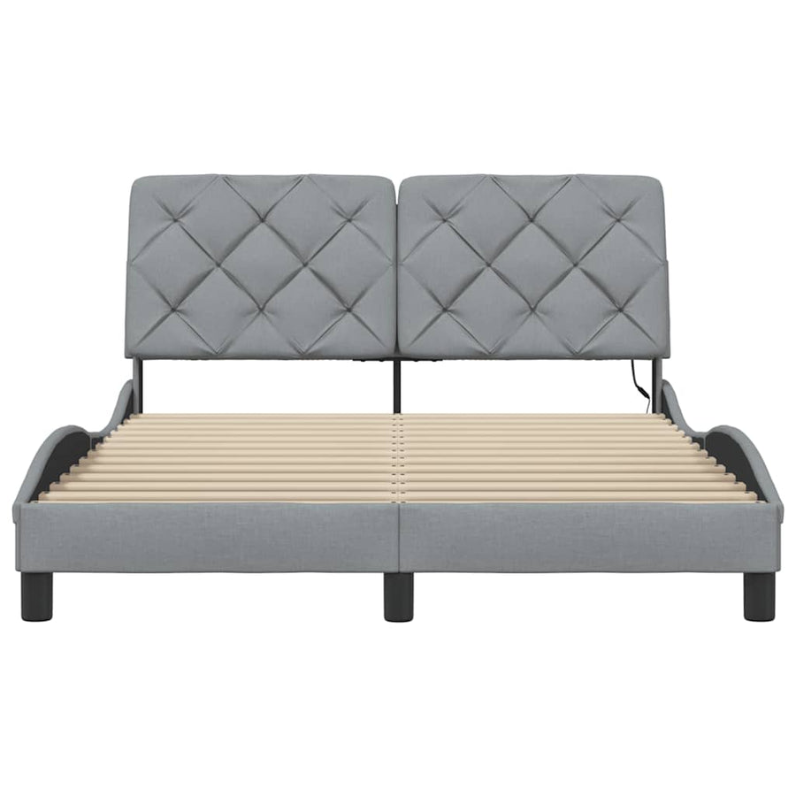 Bedframe met LED zonder matras 120x200 cm stof lichtgrijs
