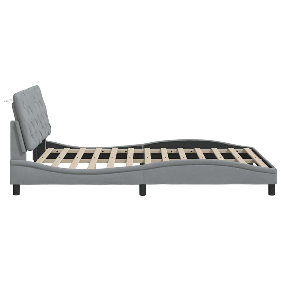 Bedframe met LED zonder matras 120x200 cm stof lichtgrijs