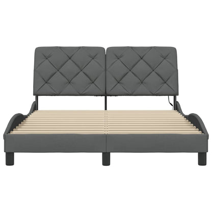 Bedframe met LED zonder matras 120x200 cm stof donkergrijs