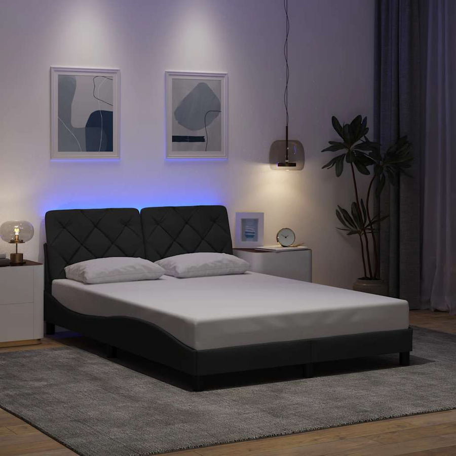 Bedframe met LED zonder matras 120x200 cm stof donkergrijs
