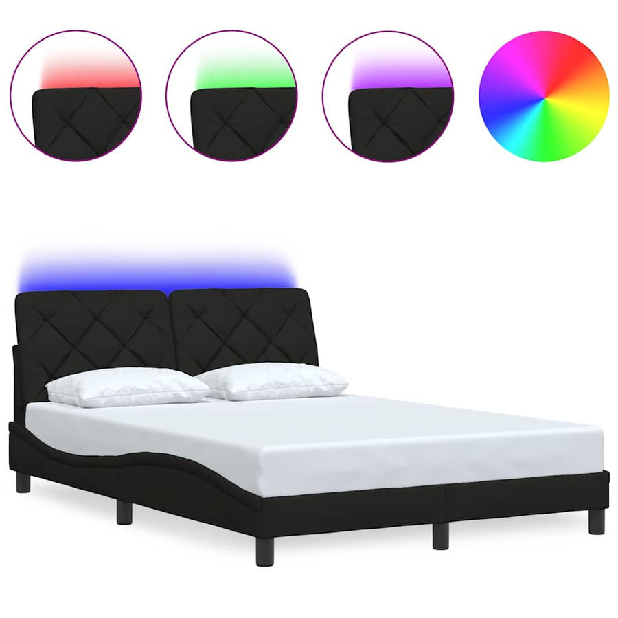 Bedframe met LED zonder matras 120x200 cm stof zwart