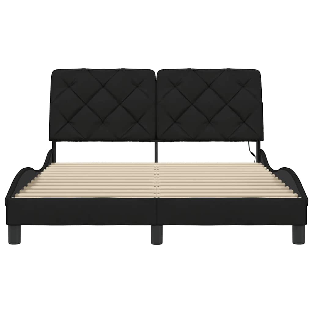 Bedframe met LED zonder matras 120x200 cm stof zwart