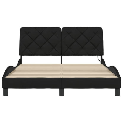 Bedframe met LED zonder matras 120x200 cm stof zwart