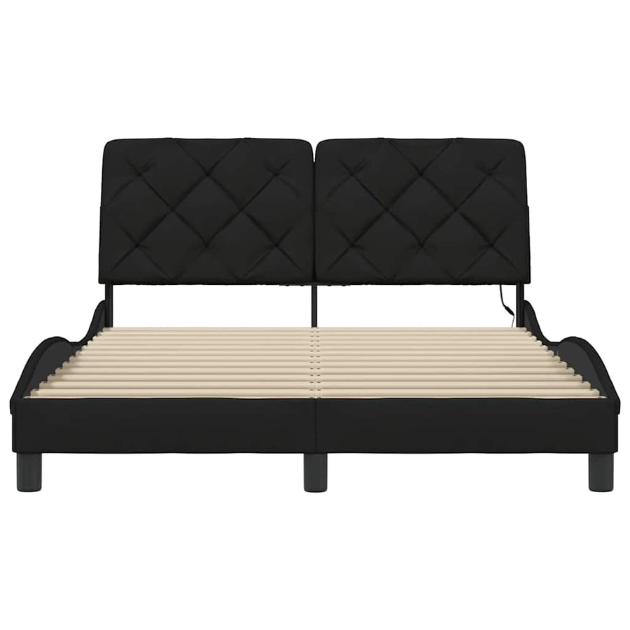 Bedframe met LED zonder matras 120x200 cm stof zwart