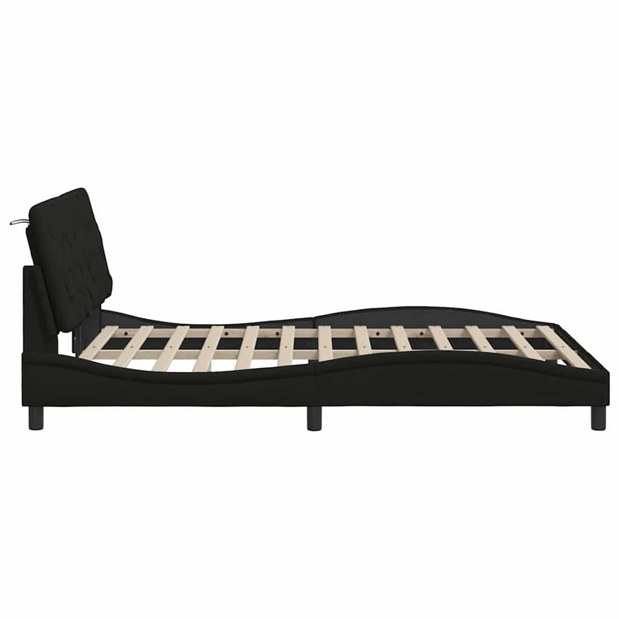 Bedframe met LED zonder matras 120x200 cm stof zwart