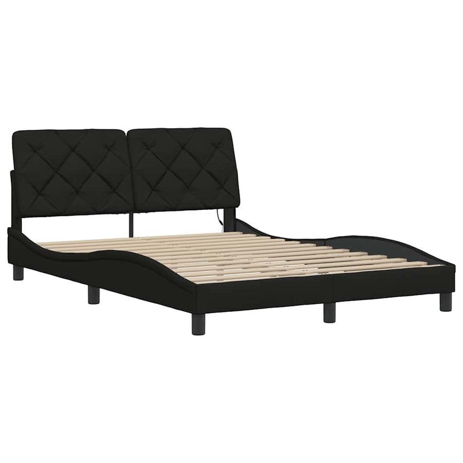 Bedframe met LED zonder matras 120x200 cm stof zwart