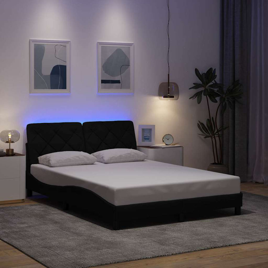 Bedframe met LED zonder matras 120x200 cm stof zwart