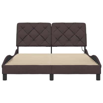 Bedframe met LED zonder matras 120x200 cm stof donkerbruin