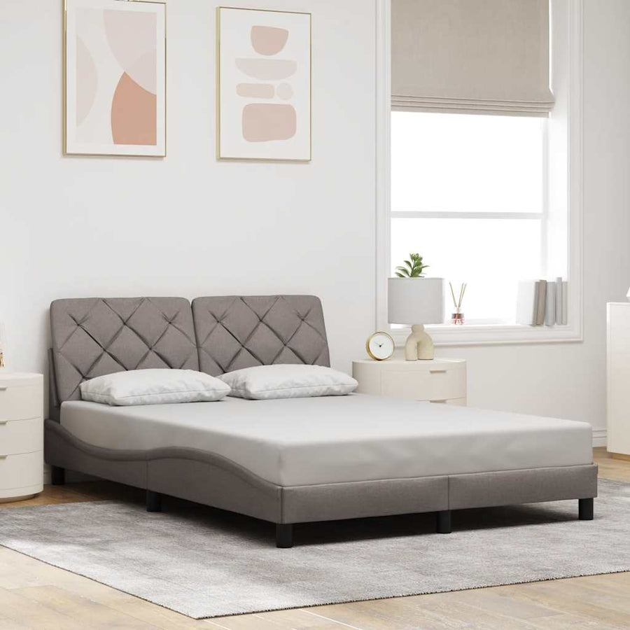 Bedframe met LED zonder matras 120x200 cm stof taupe