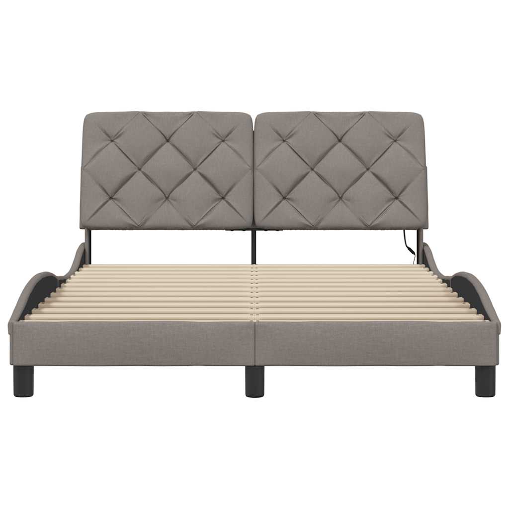 Bedframe met LED zonder matras 120x200 cm stof taupe