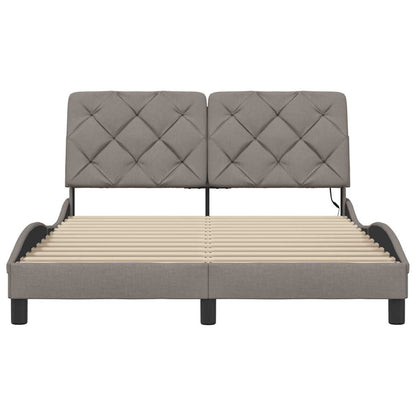 Bedframe met LED zonder matras 120x200 cm stof taupe