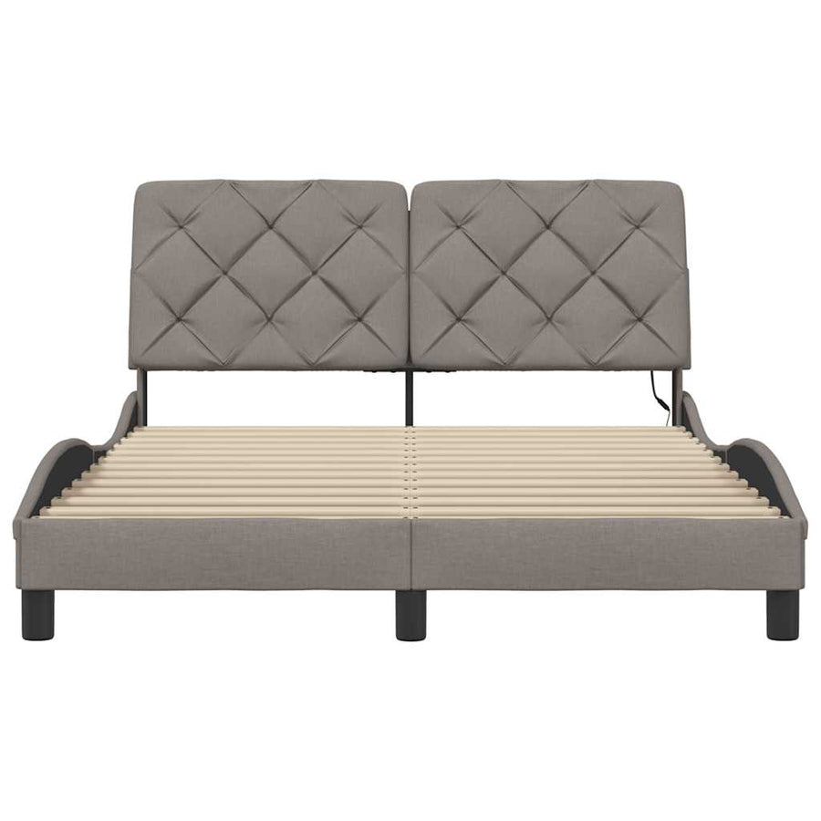 Bedframe met LED zonder matras 120x200 cm stof taupe