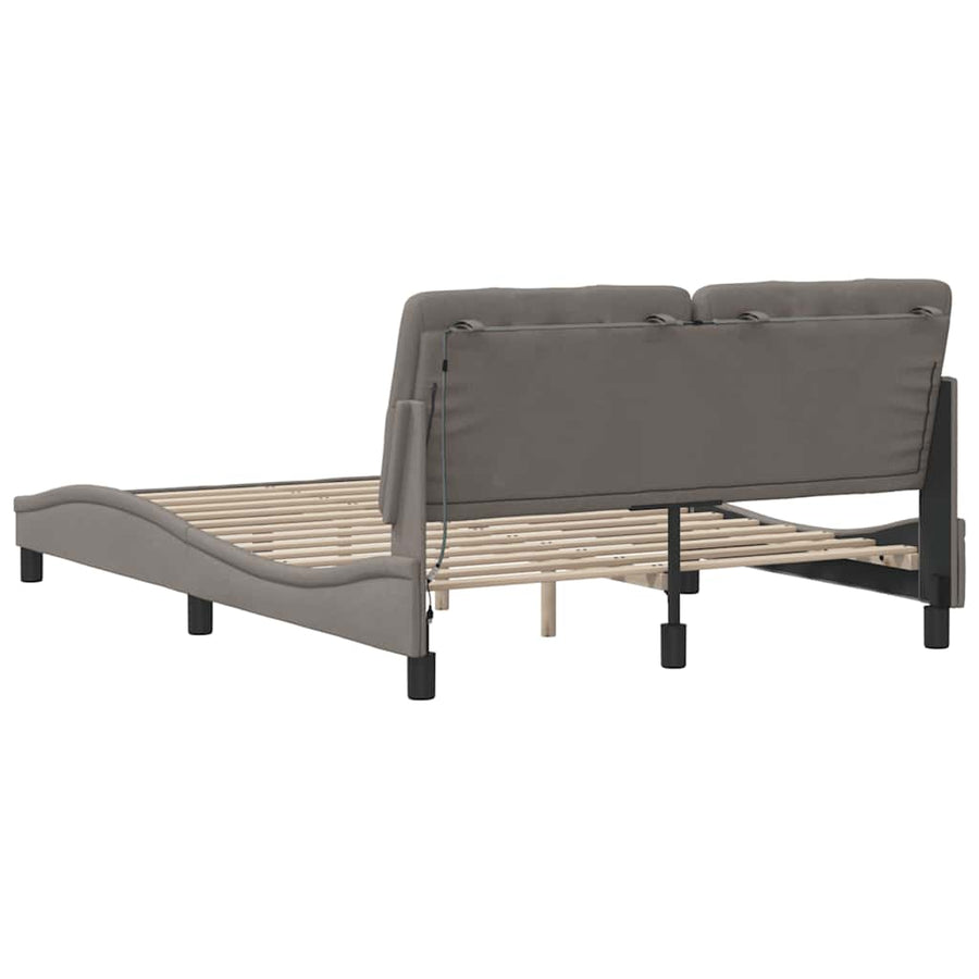 Bedframe met LED zonder matras 120x200 cm stof taupe