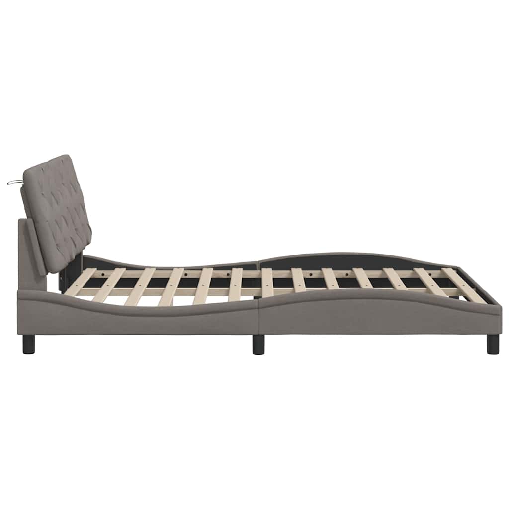 Bedframe met LED zonder matras 120x200 cm stof taupe