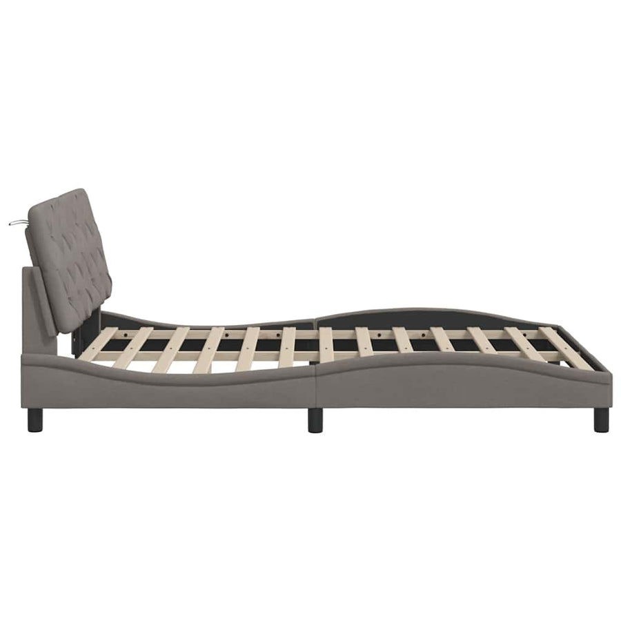 Bedframe met LED zonder matras 120x200 cm stof taupe