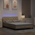 Bedframe 120x200 cm stof crème met led