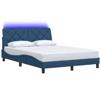 Bedframe met LED zonder matras 120x200 cm stof blauw