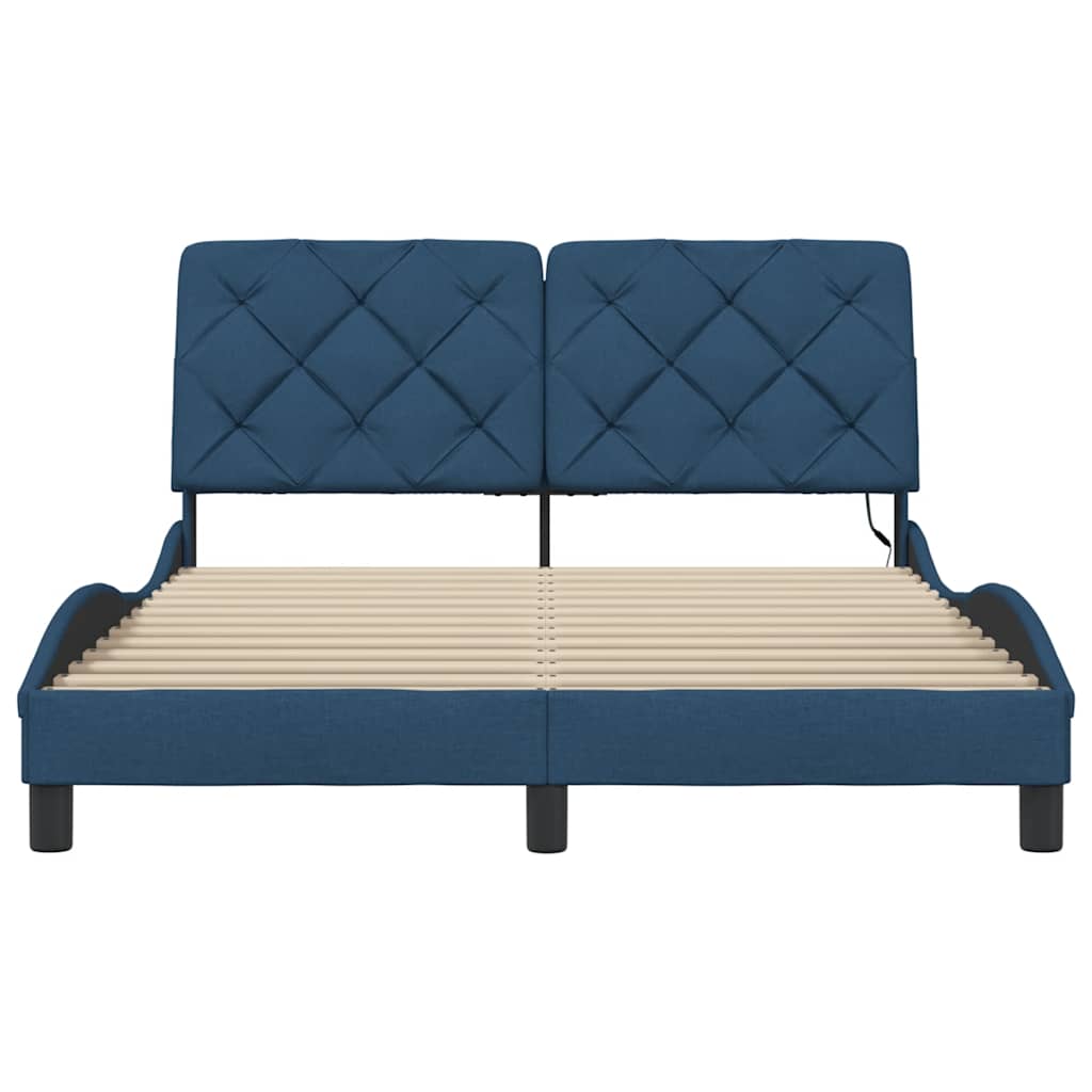 Bedframe met LED zonder matras 120x200 cm stof blauw