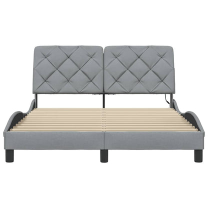 Bedframe met LED zonder matras stof 140x190 cm lichtgrijs