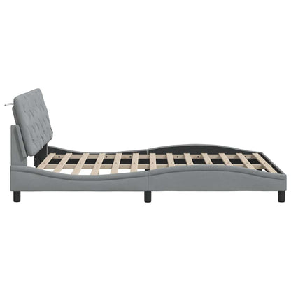 Bedframe met LED zonder matras stof 140x190 cm lichtgrijs