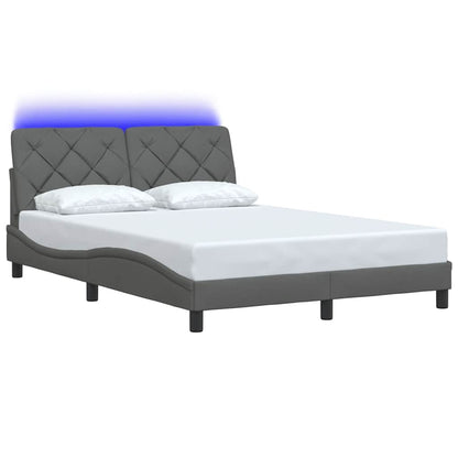 Bedframe met LED zonder matras 140x190 cm stof donkergrijs