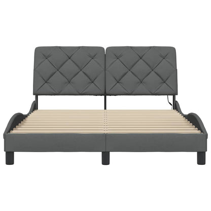Bedframe met LED zonder matras 140x190 cm stof donkergrijs